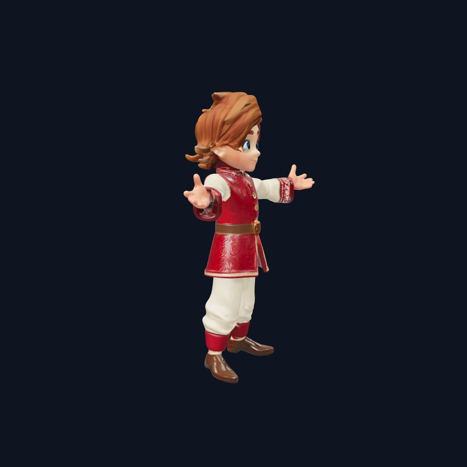 Charming Medieval Boy Character Model Rigged and Animated